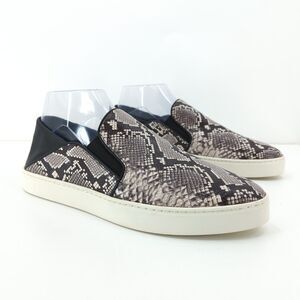 Vince Women 9 Garvey Shoes Brown Leather Slip On Snakeskin Embossed NEW FLAW